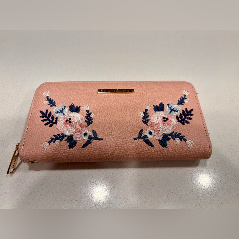 Rampage Blush Floral Embroidered Wallet